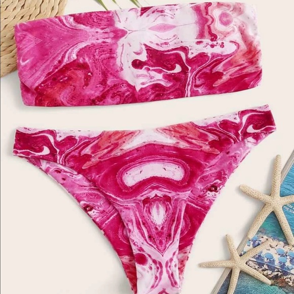 SHEIN Other - Pink tie dye bandeau bikini